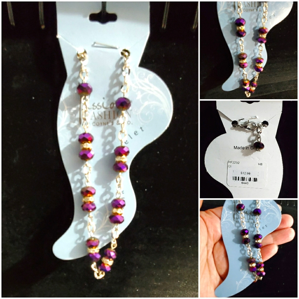NEW Purple Aurora Crystal Anklet Ankle Bracelet